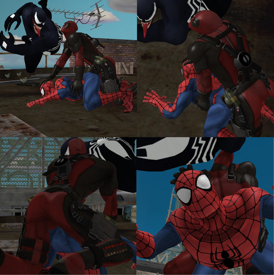 Deadpool Protecting Spiderman From Venom By Pwn3rship On Deviantart