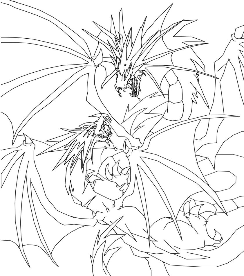 Dragon Fighting Drawing Images Sketch Coloring Page